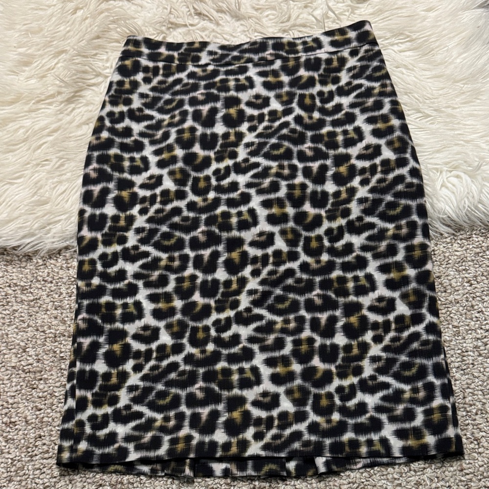 Ann Taylor Black and Brown Animal Print Pencil Skirt